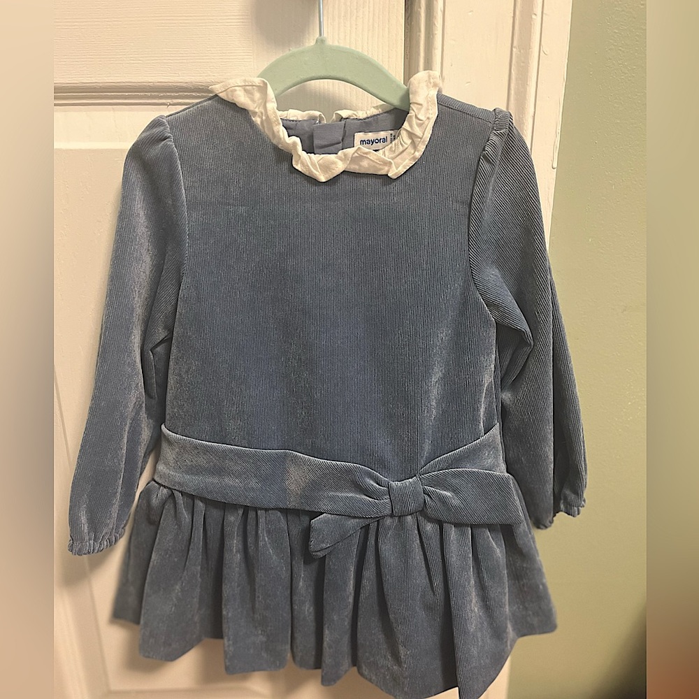 Mayoral blue velvet toddler dress, never worn